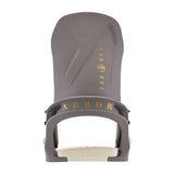Arbor Women's Acacia Bindings - A gray binding with a white base and gold lettering, featuring a logo on the top strap.