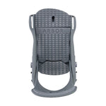 Arbor Women's Acacia Bindings - A pair of gray snowboard bindings with a textured pattern on the top plate and a small black logo near the front edge.