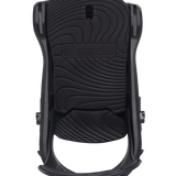 Arbor Junior's Sapling Snowboard Binding - A black snowboard binding with a textured strap and a small, rectangular logo on top.