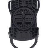 Arbor Junior's Sapling Snowboard Binding 2025 - A black snowboard binding with a circular baseplate and four straps, featuring a small logo on the top strap.