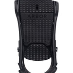 Arbor Spruce Bindings 2026 - Black bindings with a textured pattern on top and smooth, rounded edges.