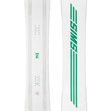 Sims ATV Snowboard 2025 - White snowboard with green logo on top.