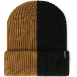 Dakine Avery Waffle Knit Beanie 2025 - A brown and black beanie with a waffle knit texture, featuring a split color design.