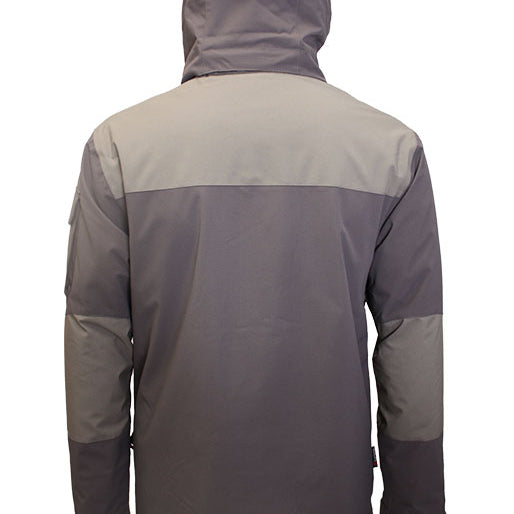 Turbine Altitude Insulated Jacket - A dark gray jacket with a hood, featuring a large zippered pocket on the chest and two smaller pockets on either side of the waist.