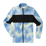 Whitespace Apres Polar Fleece Zip Jacket 2024 - A light blue and white abstract patterned fleece zip-up jacket with a black stripe across the chest.