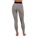 Whitespace Women's Graphene Midweight Base Layer Bottom - A pair of women's base layer bottoms in a light grey color with a subtle geometric pattern.