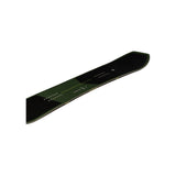 Arbor Carbon Coda Snowboard 2025 - A dark green snowboard with a geometric pattern on top and a yellow line running down the middle.