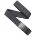 A heather black belt with a flat design and a rectangular buckle. The belt appears to be made of a durable fabric material.