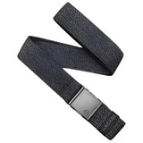 Arcade Atlas Stretch Belt 2025 - Black belt with textured pattern and silver-tone metal buckle.
