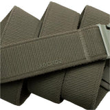 Arcade Atlas Stretch Belt 2025 - A dark gray belt with a subtle grid pattern and a silver-tone metal buckle.