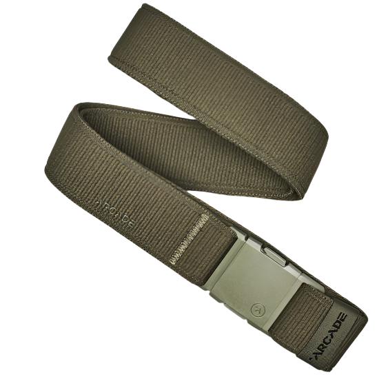 Arcade Atlas Stretch Belt 2025 - Olive green belt with a textured weave pattern.