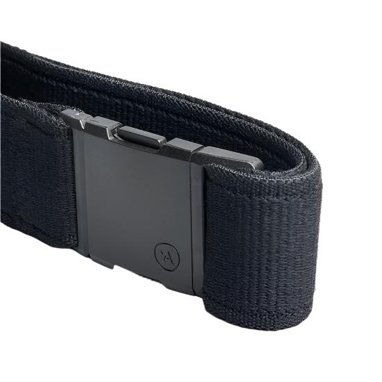Arcade Atlas Stretch Belt Long - Black belt with silver buckle.
