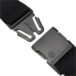 Arcade Atlas Stretch Belt Slim 2025 - Black belt with a textured pattern on the buckle and a small logo on the front.