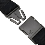 Arcade Atlas Stretch Belt Slim 2025 - Black belt with a textured pattern on the buckle and a small logo on the front.