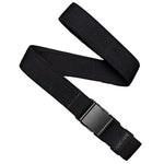Arcade Atlas Stretch Belt Slim 2025 - Black belt with a subtle ribbed texture and a sleek, minimalist design.