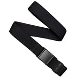 Arcade Atlas Stretch Belt Slim 2025 - Black belt with a subtle ribbed texture and a sleek, minimalist design.
