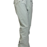 Turbine Women's Aura II Shell Pant - A pair of light gray snow pants with a zippered pocket on the right thigh and two zippered pockets at the back.