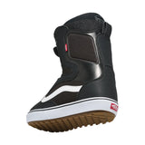 Vans Men's Aura OG Snowboard Boot 2025 - Black snowboard boot with white accents and a red logo on the side.