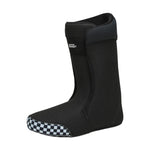 Vans Men's Aura OG Snowboard Boot 2025 - A black snowboard boot with a checkered pattern on the toe and heel, featuring a strap closure at the top.
