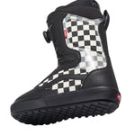 Vans Men's Aura OG Snowboard Boot 2025 - Black snowboard boot with a checkered pattern on the side and black laces.