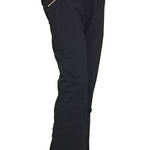 Women's black shell pants with belt loops and zip side pockets