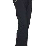 Women's black shell pants with belt loops and zip side pockets