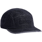 EDISON 5 PANEL CAP 2023 - A black denim cap with a faded pattern and a small embroidered logo on the front.