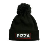 VICE POM BEANIE 2024 - Black beanie with a large, fuzzy black pom-pom on top.
