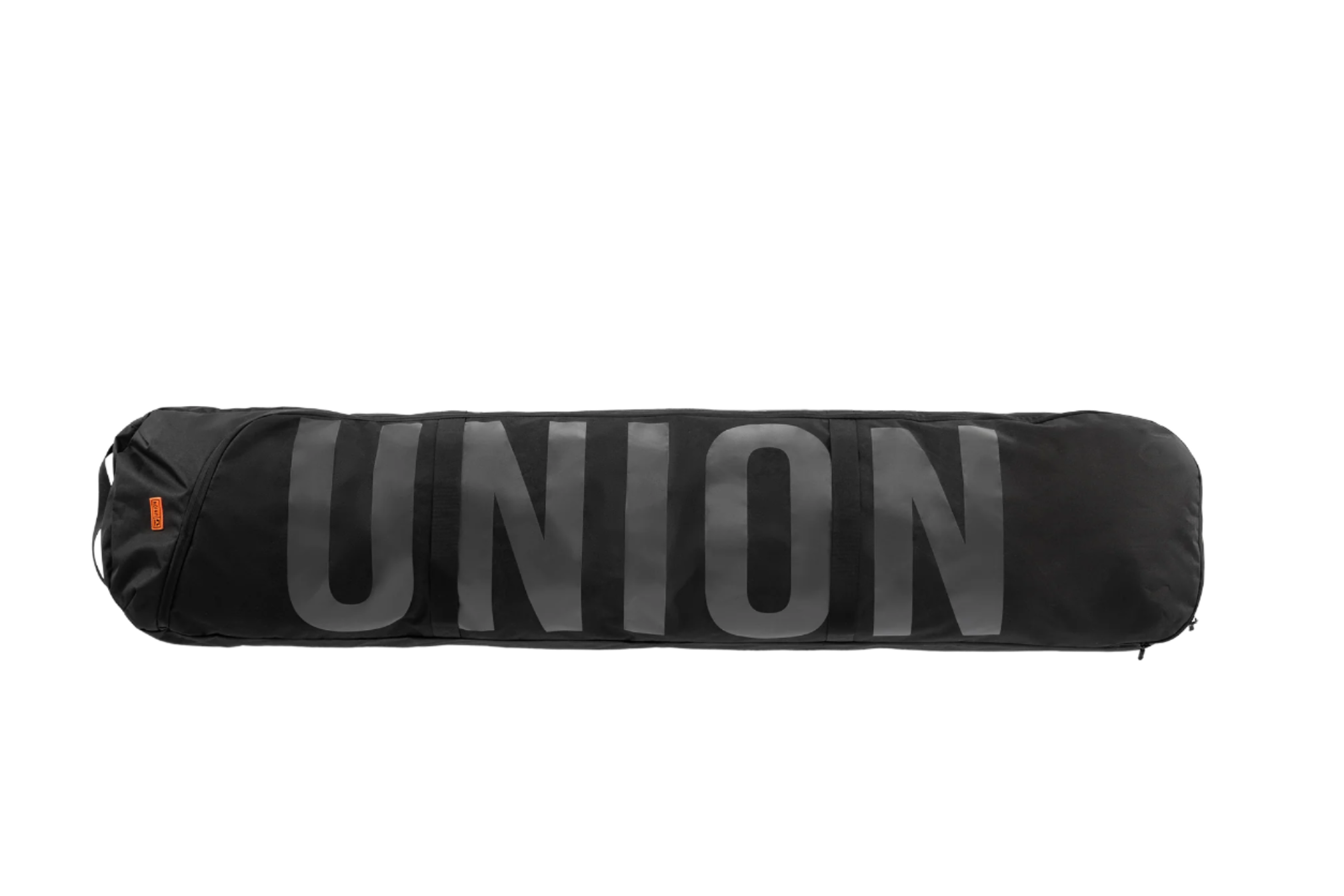 Union Snowboard Bag - Black snowboard bag with orange logo on top left corner.