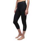 Le Bent Women's Core Lightweight 3/4 Bottom Base Layer 2025 - A black base layer with a subtle white logo on the left leg and a thin, elastic waistband.