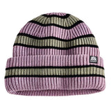 Autumn Simple Slacker Beanie 2025 - A pink beanie with a black stripe around the middle and a small white logo on the front.
