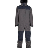 Airblaster Beast Shell Suit 2025 - A gray snowsuit with a black chest panel and hood, featuring a small logo on the left side of the chest.