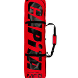 CAPiTA Snowboard Bag - A red snowboard bag with a black zipper and white strap.