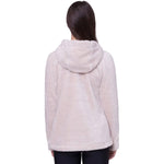 The 686 Women's Hemlock Fleece Hoodie 2024 has a light pink color and an insulated hood.