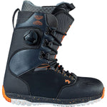BODEGA HYBRID BOA M BOOT 2022 - Black snowboard boots with orange accents and a textured rubber sole.