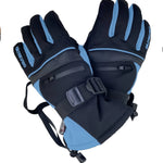 Treviso Junior Blaze Glove 2022 - A pair of black gloves with light blue accents and a strap on the wrist.
