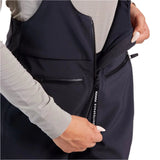 Whitespace Women's 3L High Waisted Softshell Bib 2024 - A dark gray bib with a high waist and zippered pockets, featuring a softshell material.