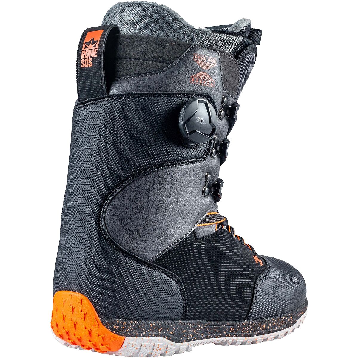 BODEGA HYBRID BOA M BOOT 2022 - Black snowboard boots with orange accents and a textured rubber toe cap.