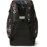 Dakine DLX 75L Boot Backpack - A black backpack with a floral pattern of red, white, and purple flowers on the top portion.