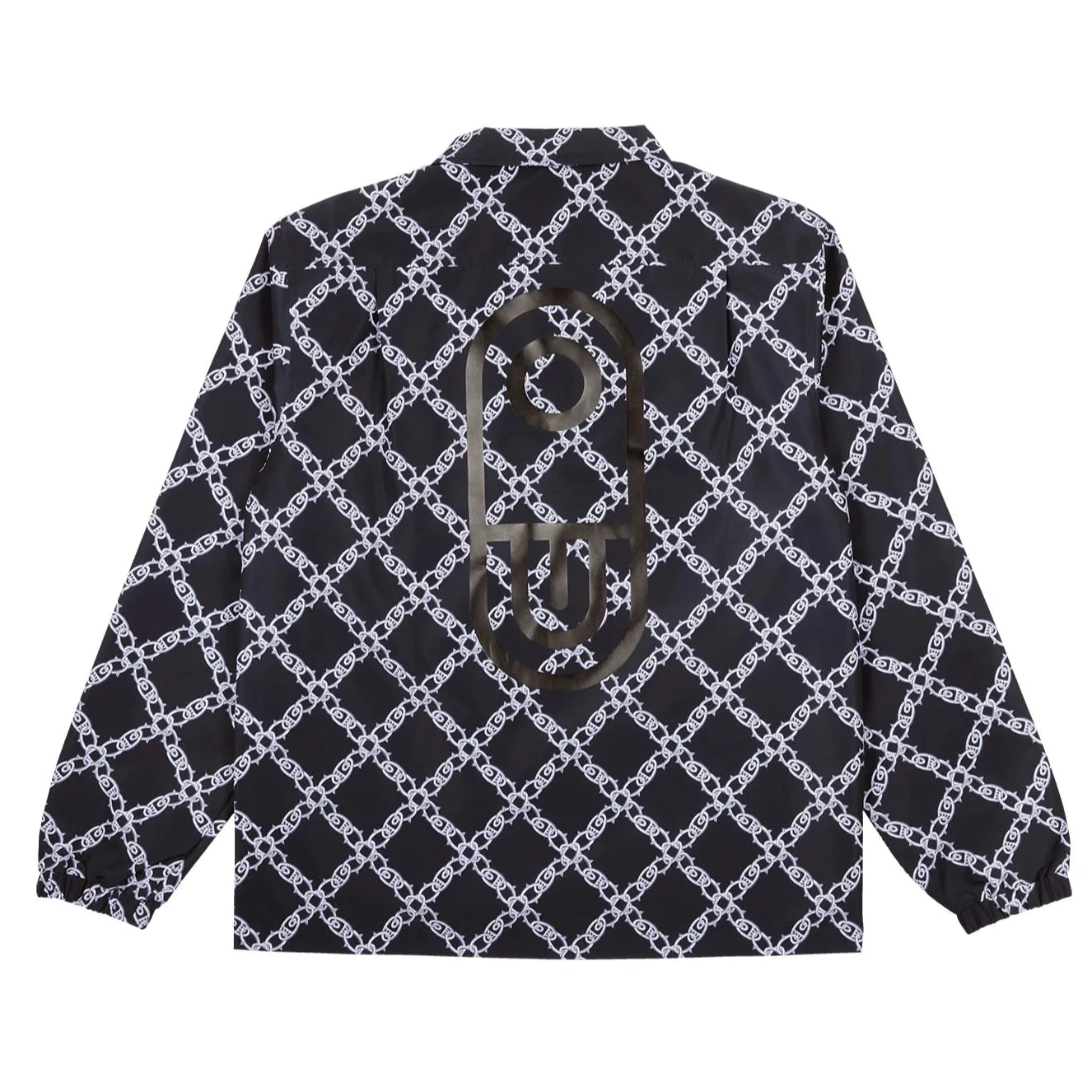 Airblaster Bruiser Shell Jacket 2025 - Black jacket with white geometric pattern and diagonal lines.