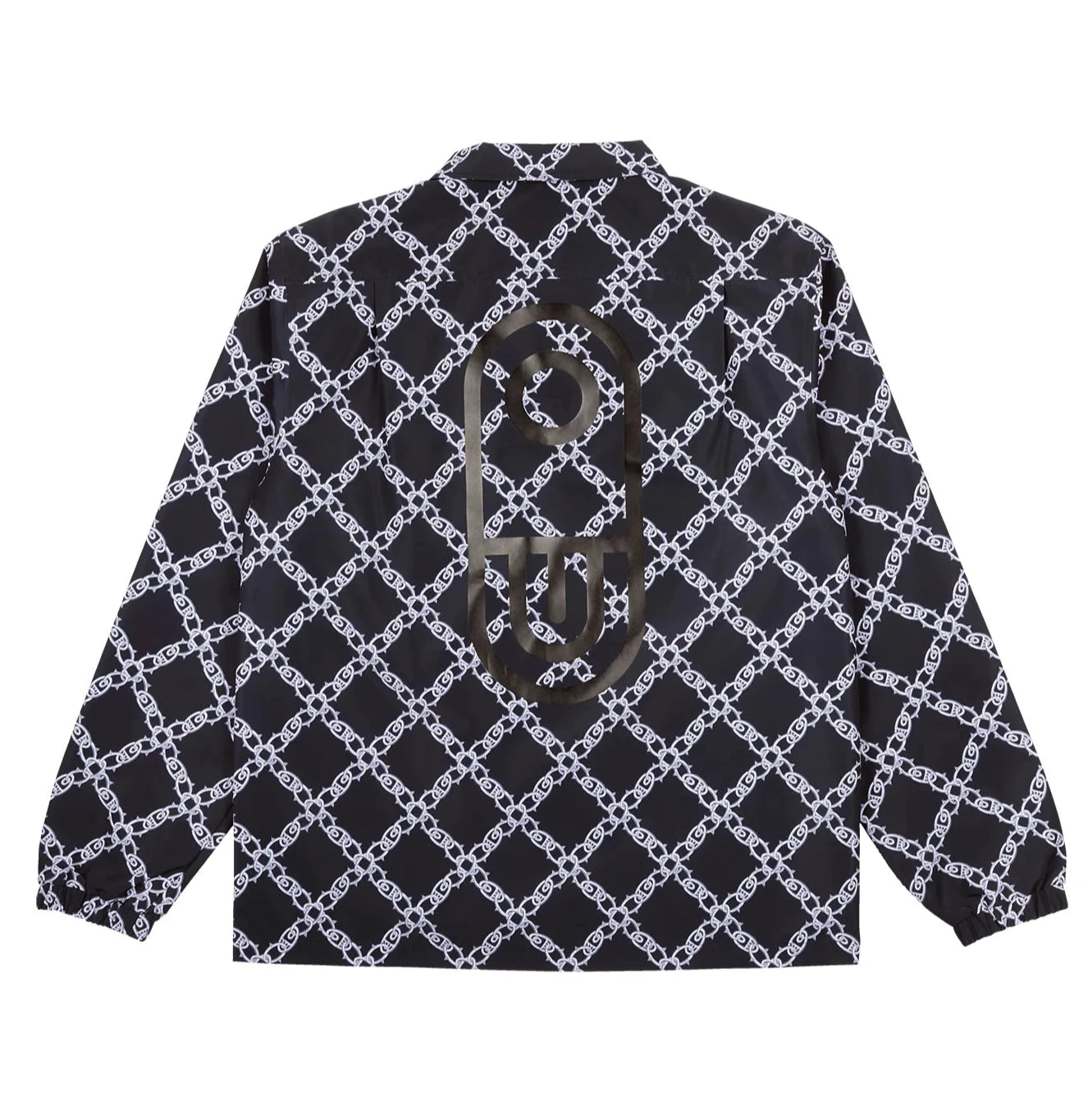 Airblaster Bruiser Shell Jacket 2025 - Black jacket with white geometric pattern and diagonal lines.