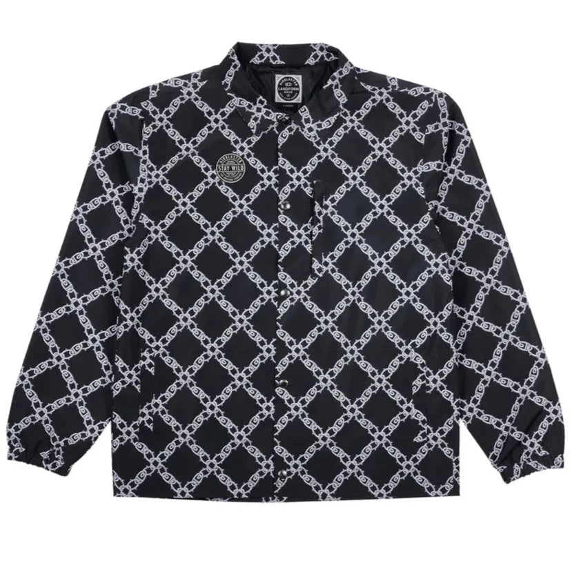 Airblaster Bruiser Shell Jacket 2025 - Black jacket with white geometric pattern and diagonal lines.