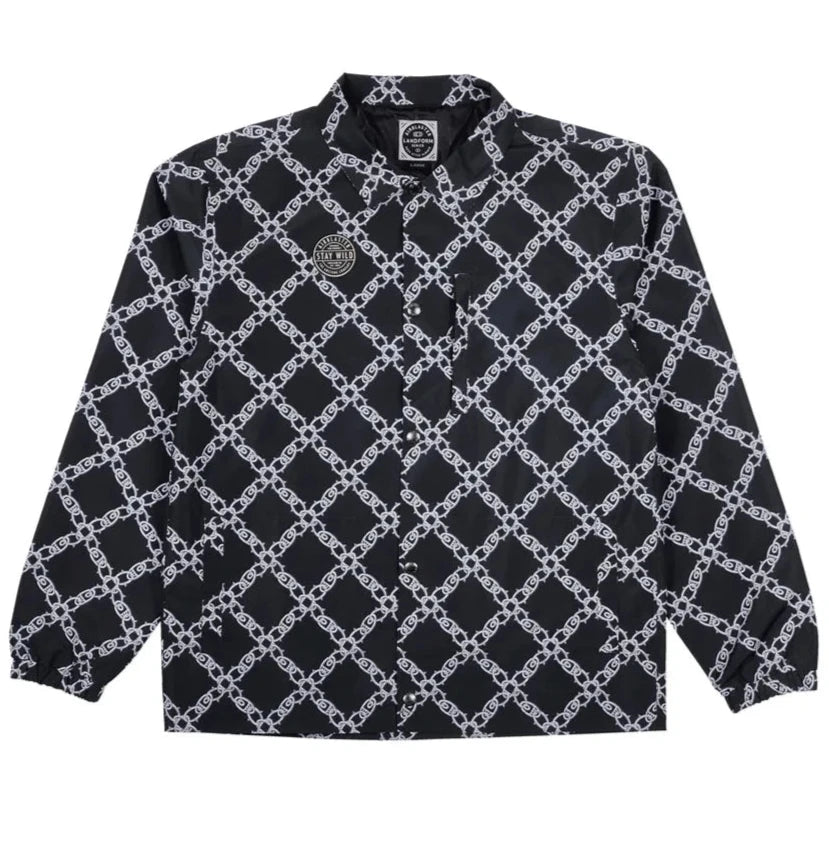 Airblaster Bruiser Shell Jacket 2025 - Black jacket with white geometric pattern and diagonal lines.