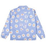 Airblaster Bruiser Shell Jacket 2025 - A light blue jacket with a repeating pattern of white flowers and orange centers.