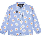 Airblaster Bruiser Shell Jacket 2025 - A light blue jacket with a repeating pattern of white flowers and orange centers.