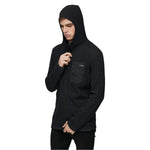 Le Bent Sentinel Midweight Waffle Knit Zip Hoody 2025 - A black zip-up hoodie with a waffle knit texture and a hood.