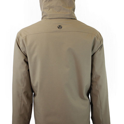 Insulated hooded jacket, espresso-brown back view