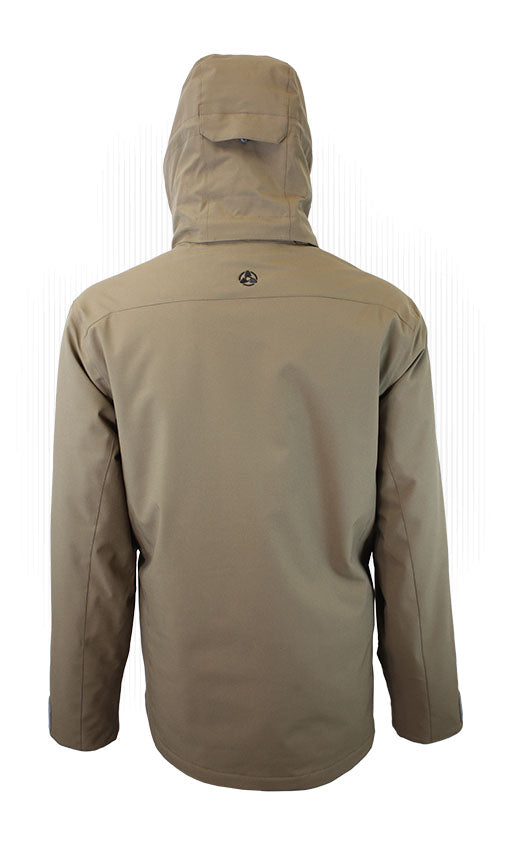 Insulated hooded jacket, espresso-brown back view