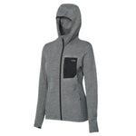 Le Bent Women's Sentinel Waffle Knit Hoody 2025 - A heathered grey hoody with a waffle knit texture and a black zipper.