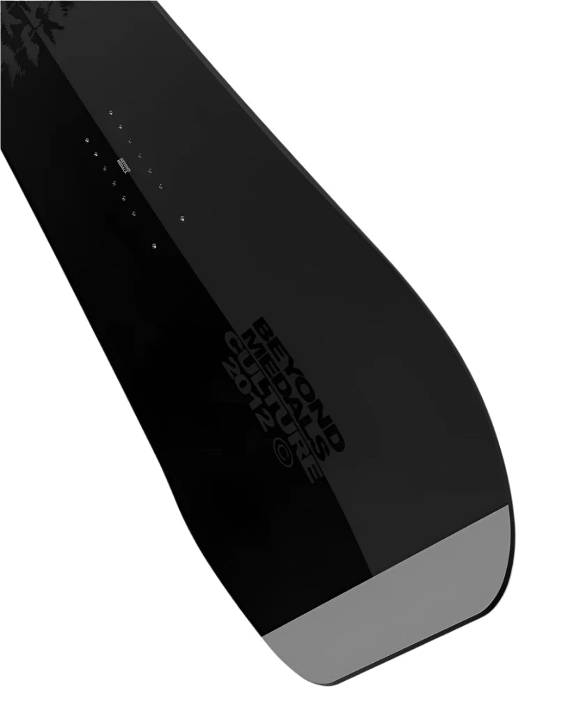 Bataleon Beyond Medals Snowboard 2025 - A black snowboard with a small white logo on top and a gray stripe at the bottom.